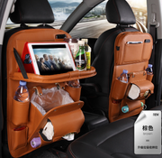 Foldable Car Seat Organizer Tray with Trash Can - Travel Auto Accessories