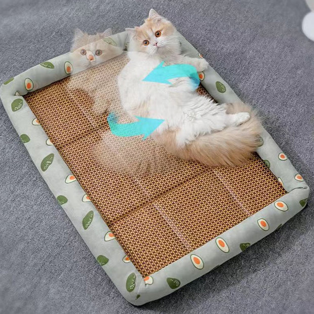 Anti-Scratch Non-Slip Washable Mattress Summer Rattan Pet Cooling Mat_8